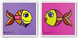 Swimmingly Set by Romero Britto 7.5"x7.5" Art Print Poster