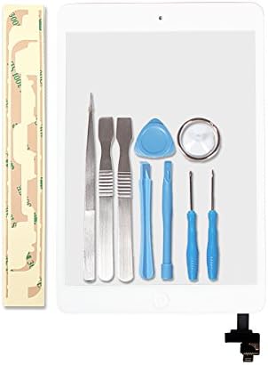For iPad Mini White Touch Screen Digitizer Glass Lens Panel with IC Chip and Home Button Repair Replacement with Free Tools and Adhesive