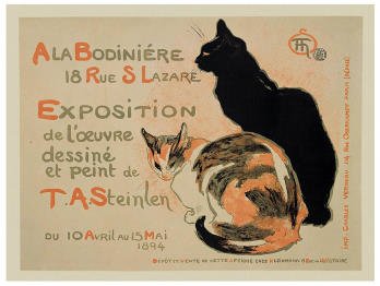 Professionally Framed Theophile-Alexandre Steinlen A la Bodiniere Exposition Art Print Poster - 13x19 with RichAndFramous Black Wood Frame