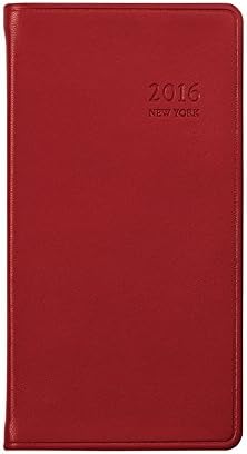 2016 Pocket New York Diary, NYC Maps, Subway & Transportation Maps, Genuine Calfskin Leather, 6" (Red)