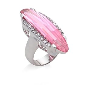 Lauren Lee Sterling Silver, Pink Colour Cubic Zirconia and Clear Colour Cubic Zirconia Ring