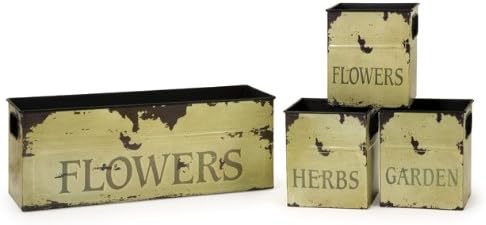 IMAX 4092-4 Tin Flower Planters, Set of 4