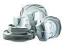 Domestic 920672 Oslo Porzellan Kaffeeservice 18-teilig mit je 6 Tassen, Untertassen, Dessertteller