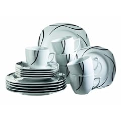Domestic 920672 Oslo Porzellan Kaffeeservice 18-teilig mit je 6 Tassen, Untertassen, Dessertteller