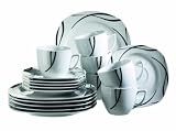 Domestic 920672 Oslo Porzellan Kaffeeservice 18-teilig mit je 6 Tassen, Untertassen, Dessertteller
