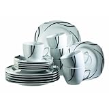 Domestic 920672 Oslo Porzellan Kaffeeservice 18-teilig mit je 6 Tassen, Untertassen, Desserttellervon "Domestic"