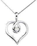 9ct White Gold Ladies 0.05ct Diamond Heart Pendant & Chain