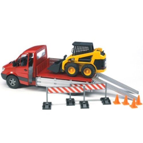 Childrens Toyshop  Toys : Bruder 02922 Mercedes Benz Sprinter with Loading Platform, CAT Skid Steer Loader & Accessories