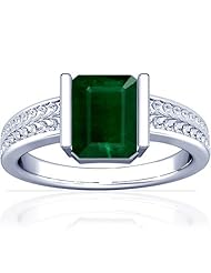 Platinum Emerald Cut Emerald Womens Astrological Ring
