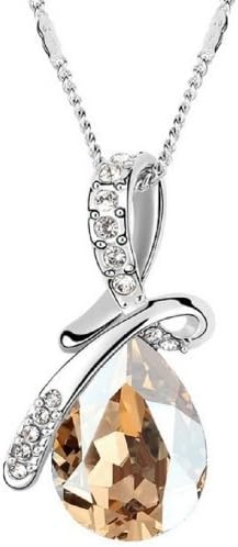 Eternal Love Teardrop Crystal Pendant Necklace for Women-champagne