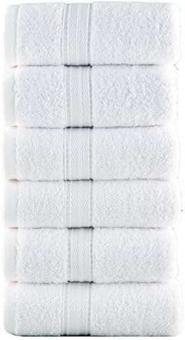 LUNASIDUS Bergamo; Luxury Hotel/Spa Hand Towels, White, Set of 6 by Dadya Trade and Consulting LLC