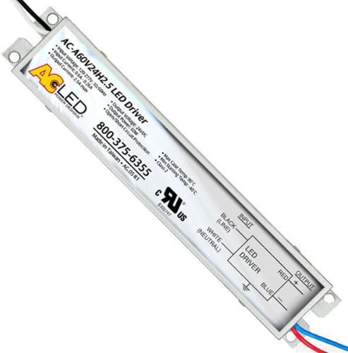 24V LED Driver - For Constant Voltage Products Only - Min/Max LED Wattage 6-60W - Driver Input 120-277V - AC Electronics AC-A60V24H2.5