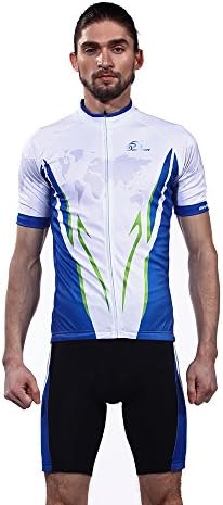 OQSPORT Men's Outdoor Sports Bike Clothing Cycling Short Sleeve Jersey+Shorts Set (L, Unreal Space)
