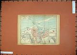 1925 COLOUR MAP NORMANDY FRANCE HONFLEUR STREET PLAN