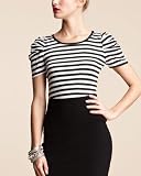Shirred Sleeve Tee BLACK/WHITE STRIPE (L) Reviews 41VyM qVoLL. SL160 Shirred Sleeve Tee BLACK/WHITE STRIPE (L) Reviews