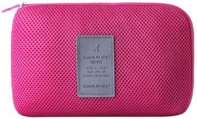 Portable Shockproof Traveling Carrying Digital Storage Bag Cosmetic Bag Organizer Storage Cover Pouch Bag (Rose Red)
