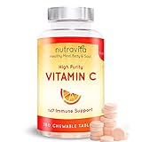 Vitamin C Chewable Tablets by Nutravita | 180 Chewable's (1000mg Daily Dose - 2 x tablets per day )