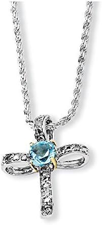 0.04ctw. Sterling Silver &amp; 14K Sky Blue Topaz and Diamond Necklace- 17 inch