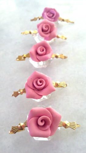 5 Clear 18mm Chandelier Crystal Prisms with Pink Roses