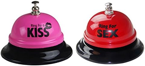 Ring for Sex Bell &amp; Kiss Bell ,Novelty Fun Adult Gag Gift Handbell ,Hilarious Valentines for a Party,Hot Red and Charming Pink,Pack of 2