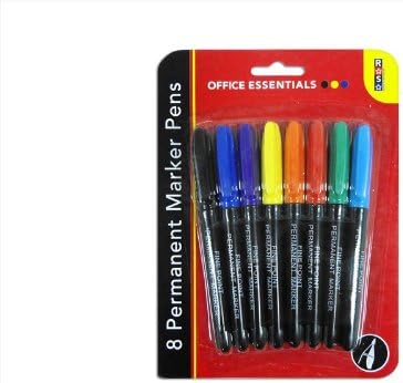 Fine Point Permanent Marker Pens - 8 Pack - Vibrant Mixed Colours