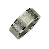 Stainless Steel Spanish Lord's Prayer 8mm Band Ring - Men