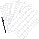 Mudder 5 Sheet White Waterproof Essential Bottle Stickers Labels Oval-shaped and Round Oils Stickers with Marker Pen
