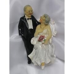 Brautpaar Senioren zum Hochzeitstag, stehend/sitzend, Polystone