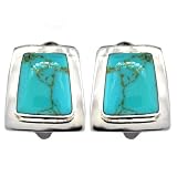 Sterling Silver Turquoise Inlay Irregular Shape Clip-On Earrings