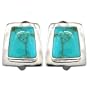 Sterling Silver Turquoise Inlay Irregular Shape Clip-On Earrings