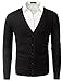 Doublju Mens Long Sleeve Button Down V-Neck Cardigan