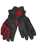 Winter Warm-Up - Boys Ski Gloves, Grey, Red (Size Medium)