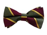 100% Silk Woven Olive Navi and Burgundy Striped Self-Tie Bow Tie