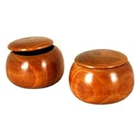 Pair Of 2 Wooden Go Game Pieces Holder Bowls