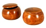 Pair Of 2 Wooden Go Game Pieces Holder Bowls