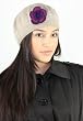 Handmade Pure Alpaca Natural Fiber Winter Hat - Caffe Latte with Crocheted Flower (100% Knitted By Hand)