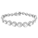 Tressa Sterling Silver Colorless Circle Cut and Pave Set Cubic Zirconia Hypoallergenic Tennis Bracelet