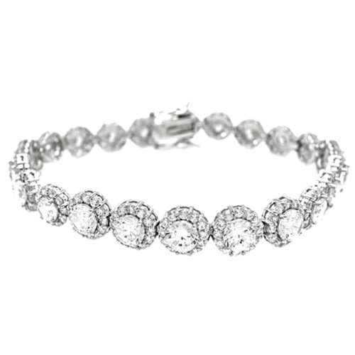 Sterling Silver Colorless Circle Cut and Pave Set Cubic Zirconia Hypoallergenic Tennis Bracelet Sterling Silver Colorless Circle Cut and Pave Set Cubic Zirconia Hypoallergenic Tennis Bracelet