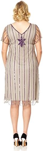Gatsbylady London Women's Daisy 1920's Vintage Flapper Dress US 2 Taupe