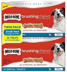 Milk-Bone Brushing Chews, Small/Medium Twin Pack (36 Bones, 28.3 oz.)