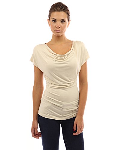PattyBoutik Women's Cowl Neck Short Sleeve Top