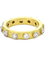 Annie Fensterstock Terra 18k Yellow and White Gold Diamond Band , Size7