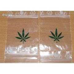 200 Druckverschlussbeutel mit Druck Hanfblatt 40x60 + 1 Glasbeutel