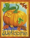 &acute; Welcome &acute; Fall Pumpkin Regular Size Decorative House Flag - B0019RJQDK
