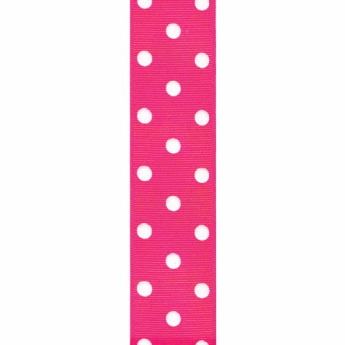 Offray Grosgrain Polka Dot Craft Ribbon, 1 1/2-Inch x 9-Feet, Shocking Pink