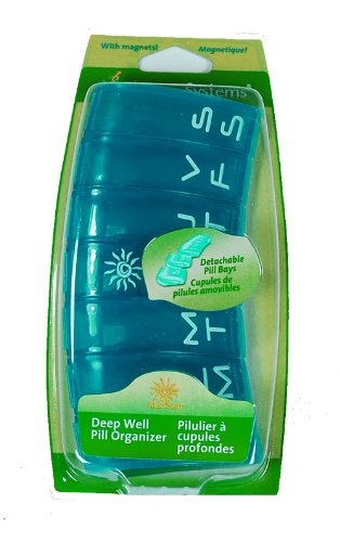 Med Sun 7 Day (Cwv)deep Well Pill Box Pill Organizer with Magnets (Color Will Vary)