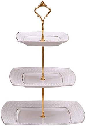 HITFUN Frost Flower Porcelain 3 Tier Cake Stands /Dessert Plates