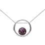Sterling Silver February Birthstone Amethyst Crystal Open Circle Pendant on 16-18in Chain Necklace