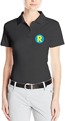 KTKY Ladies Runnning Man R Logo Chest Custom Printed Golf Shirt X-Large Black