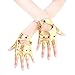 JISEN Women Heart Cutout Punk Half Finger PU Leather Performance Gloves Gold